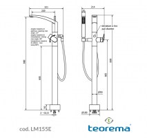 MEDIDAS MONOMANDO BAÑERA DE PIE LUME TEOREMA
